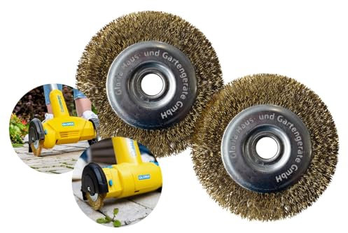 Gloria Steel Wire Grout Brush Set of 2, Original Accessories, Replacement Brushes for MultiBrush and WeedBrush, Wire Brush/Brass Brush for Joint Cleaning, 11 cm Diameter, 1.5 cm Width, Pack of 2