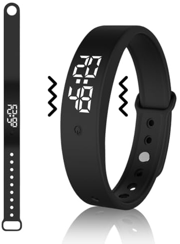 RANJIMA Bracelet vibrant avec minuterie et 10 alarmes quotidiennes, montre d'entraînement avec pot, rappel de boissons, rappel de pilules, montre à bras vibrante pour enfants et