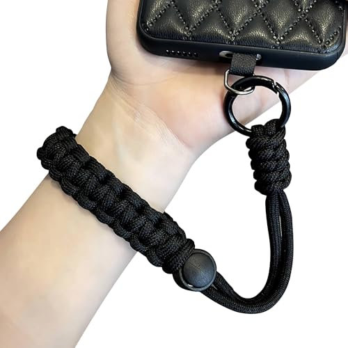 Lammcou Cordino per Cellulare Universale, Laccio per Telefono Regolabile 24cm, Laccetto con Patch Ultra Sottile - Ideale per Viaggi, Fotocamera e Outdoor, Phone Wrist Strap (1, Black, 24cm)