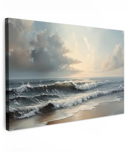 MuchoWow© Cuadros Decoracion Salon Modernos Dormitorios Cuadro Decorativos | 120x80 cm - de Lienzos Decorativo Decoración Cabecero Cama Playa - Océano - Anochecer