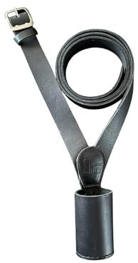 Large Flag Pole Holder with Leather Cross Belt, 60-Inch Shoulder Strap, Military Parade Style Banner, Flag Carrier, Colours White, Black, Brown adult unisex