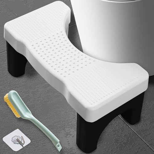 BBWELL Tabouret de Toilette Physiologique,Toilettes de Salle de Bain,Repose Pied Toilette avec Coussinets AntidéRapants,Plastique Portable Repose-Pieds Salle de Bain Une ExcréTion Confortable