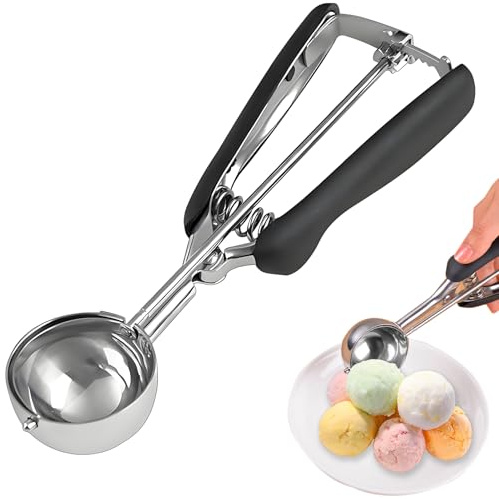 Ice Cream Scoop 5cm mit Auslöser, Eisportionierer Edelstahl Eislöffel, eiszange für eiskugeln eiscreme, eiskugel portionierer, eis löffel falafel groß eiszange, Für Eiscremekugel, Melonenkugel