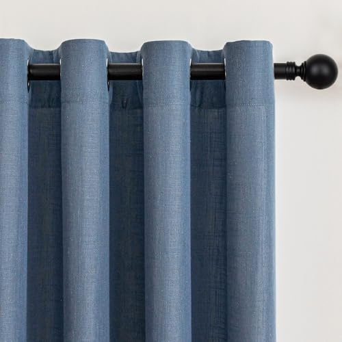 Vorhänge Gardinen GrauBlau mit Ösen 240 Lang-Vorhang Leinen für Kinderzimmer Mädchen Babyzimmer Wohnzimmer Modern Schlafzimmer Gardine Halbtransparent Boho Scheibengardinen Vorhangschals 2er set