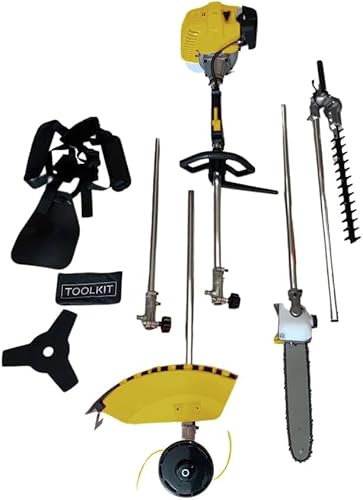Nemura Débroussailleuse Thermique Multifonction 5en1-52cm3 (débroussailleuse, élagueuse, Taille-Haies, Coupe-Bordures, rallonge) - DM052 - Outillage Jardin - Marque Française