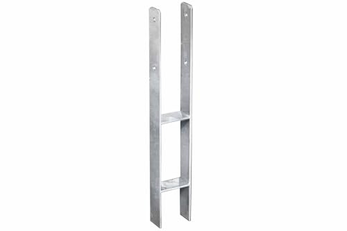 H-Pfostenträger 9x9x60 cm – Stahl verzinkt – stabiler Pfostenanker für Zaunpfosten 9x9 cm