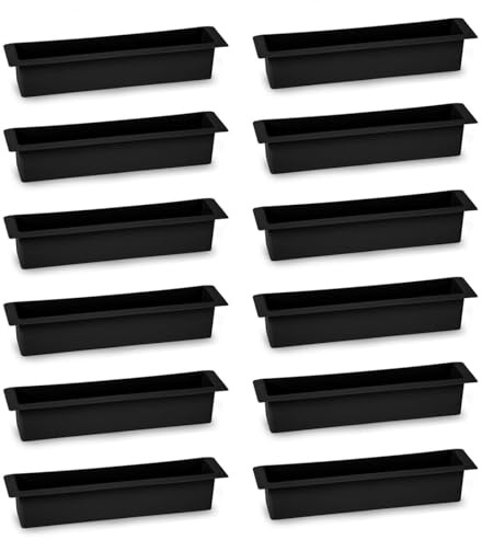 Acan Tradineur - Pack de 12 jardineras para Cementerio, plástico, macetero, Flores, nichos, lápidas, mausoleos, Ligera y Resistente, fácil Limpieza, Fabricada en España (Negro - 36 x 8 cm)
