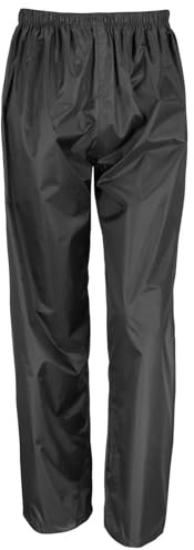 Unisex Adult Waterproof Over Trousers, Mens Womens Durable Lightweight Elasticated Waist Work & Utility, Rain, Outdoors, Wet Weather, Trouser Pants (UK, Alpha, XL, Regular, Regular, Black)
