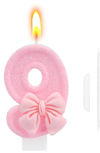 Geburtstagskerzen Zahlen 9, Kerze 9 Geburtstag Tortendeko, 3D Rosa Schmetterling Geburtstagskerze 9, Zahl Kerzen Kuchen Topper für Geburtstagsdeko KuchenDekoration(9 Number)