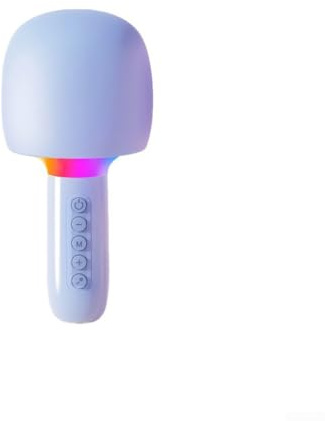 Mini microphone de karaoké sans fil avec lumières LED, machine de karaoké portable, tête de micro capacitive, batterie rechargeable 1500 mAh, compatible avec téléphones portables et ordinateurs (bleu)