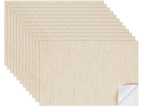 QUARKZMAN 12 Blätter Miniatur Puppenhaus Tapete 30 x 20 cm Khaki | Leinenstruktur Selbstklebender PVC Bodenbelag Wand Mini Wanddekoration, Für Puppenhaus Sandtisch Modellzubehör