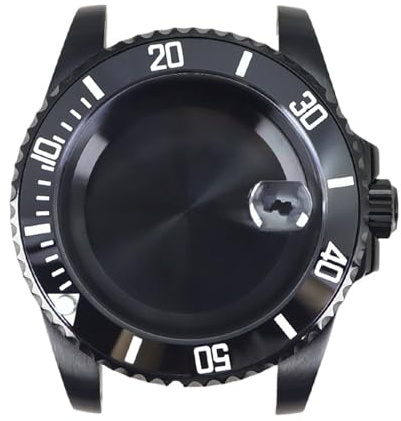 1 st 40 mm klockfodral 120 klick for NH35 NH36 NH34 NH39 NH70 gummiband Safirkristallglas(Case 83)