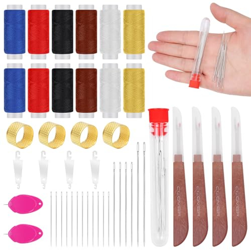 62PCS Needle and Thread Kit Clothes Repair Set Sewing Tool | Sewing Needles Set 12 Thread Spools, Needles, Thimbles & Seam Rippers with Big Eye Needles for Beginner and DIY Lovers