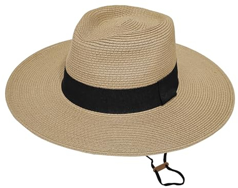 Wildarms Sombrero Panamá de Verano Unisex, Sombrero de Paja ala Ancha UPF 50 Plegable y Transpirable para Mujer y Hombre