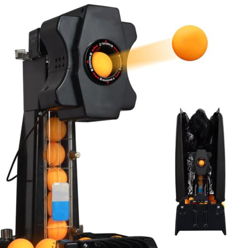 Bordtennisrobot, Automatisk Pingisbollskastare | Fjärrkontroll, Bolluppsamlingsnät, Justerbar Hastighet och Frekvens, Kapacitet för 300 Bollar, Flera Rotationer