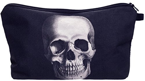 PREMYO Kosmetiktasche Klein für Handtasche - Schminktasche Damen Make Up Tasche - Federmappe Mädchen Etui Totenkopf