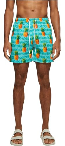 URBAN CLASSICS Bañador Hombre Bermudas Cortos, Shorts de Baño para Natación, Secado Rápido para Vacaciones, Color: pineapple aop, Talla: 4XL