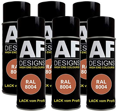 Alex Flittner Designs 6X Ral Pintura en Espray Pintura Coche Laca Colorida Lata de Aerosol RAL8004 Kupferbraun Mate