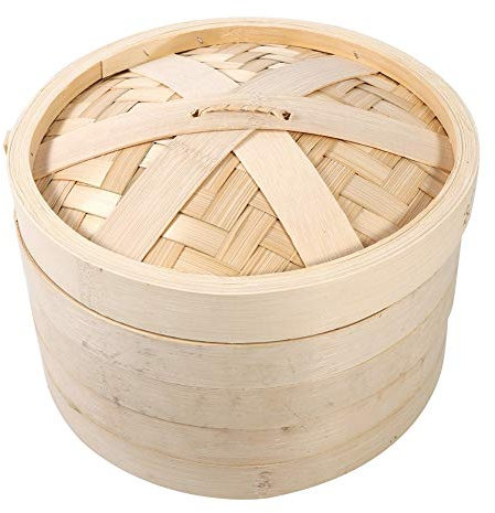 Cuiseur vapeur 4 tailles 2 niveaux panier vapeur en bambou chinois riz naturel cuisson cuiseur avec couvercle nouveau(24cm)