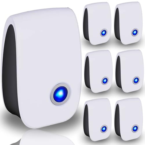 Ultrasonic Pest Repeller Indoor, Pest Control for Rodents, Mosquitoes, Ants, Cockroaches, Rat, Mice, Fleas, Beetles and Other Insects, Non-Toxic, Safe for Humans, Home, Office, Hotel (6 Packs)