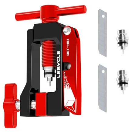 Juscycling Bike Hydraulic Disc Brake Hose Line Cutter and Needle Barb Driver Tool, Bicycle Hose Cutting Machine Compatible with Shimano, SRAM Hose, with 2 Spare Blades and Pushing Needles