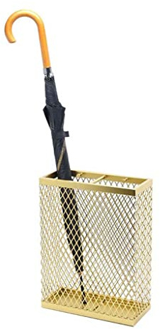 Paragüeros Luz de Oro de Lujo de Malla, Largo y Corto Paraguas de Almacenamiento Rack con 2 Ganchos, Rectangular Paraguas Cubo, 30x13x40cm