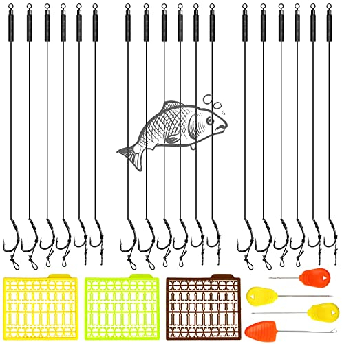 GKZB Karpfenhaken 18Stk - Karpfenangeln Haar-Rigs Boilie Rig - 6# 8# 10# - Schwarz - Nadelspitze - Edelstahl - 247999011