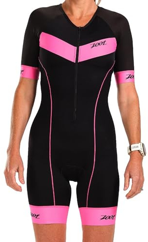 Zoot Women’s Core Aero Tri Racesuit – Short Sleeve Triathlon Suit Made from Italian Primo Fabric, 3 Pockets and Bike Padding (Blush, XX-Large)