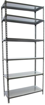 Simonrack Schwerlastregal, Lagerregal, 250x80x30 cm, Metallregal, Kellerregal, Biegestelle 180 kg, 6 Fachböden, Anthrazit/Verzinkt - Simonclick