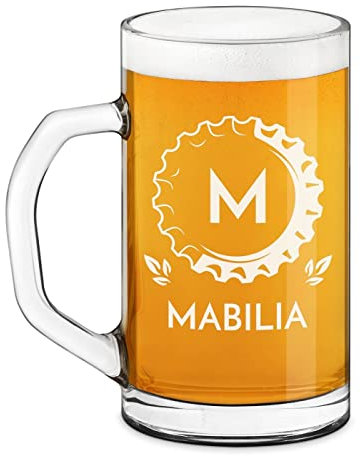 Maverton Pinta in vetro da 640 ml - con incisione personalizzata - ottimo Boccale per amanti della birra - Bicchiere per la Birra bionda e mora - per zio fratello o amico - il tappo