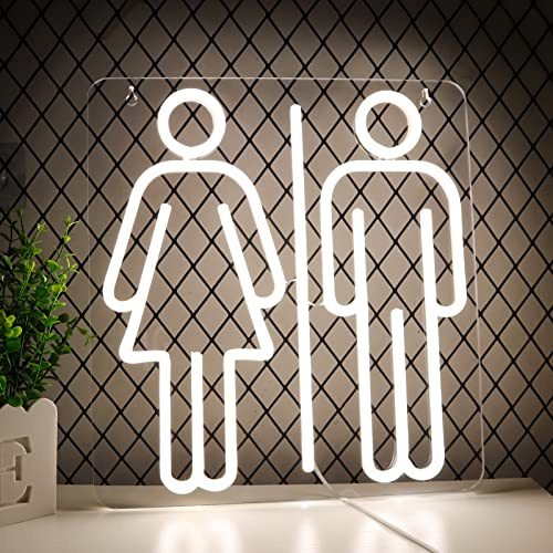 JFLLamp Toilets Neon Signs for Wall Decor Neon Lights for Bedroom Led Business Signs Suitable for Washroom Restroom Christmas Birthday Party Unique Gift for Lover, 5V Power Adapter, 13*12 Inch(White)