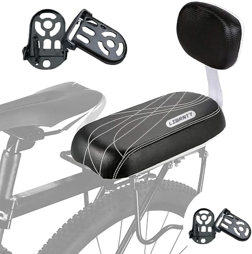 CEASELESLY Seggiolini bici posteriore,Seggiolino bicicletta,Pedalini Bicicletta Posteriori,PU Spugna in Pelle Morbido Cuscino Posteriore Rack Seat per Ragazza Donna Uomo Bambino