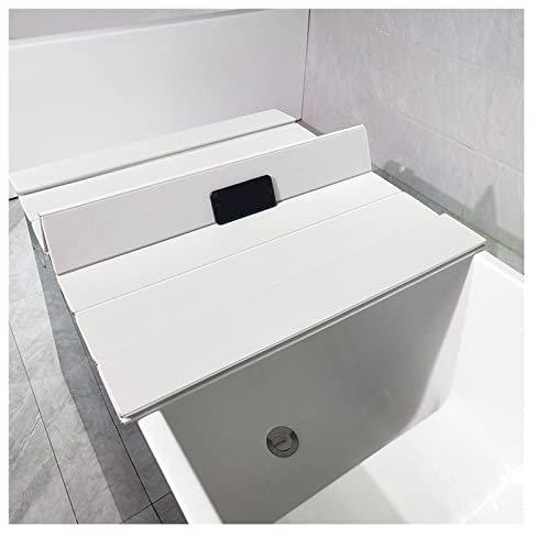 EYLINK Copertura per Vasca da Bagno Impermeabile in PVC, Pannelli isolanti per vasche da Bagno Vassoio da Bagno Pieghevole per Staffa per Tablet Telefono, Spessore 0,7 cm (Color : White, Size : 160