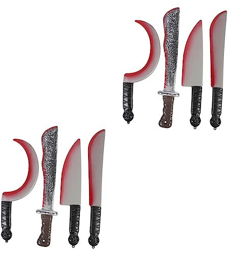STOBOK 8 Piezas para Cuchillos De Sangre Navaja De Plastico Cuchillo Falso con Sangre Falsa Cuchillo Ensangrentado Halloween Cuchillo De Juguete Niño El Plastico Constituir Hoz