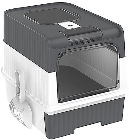 Fonowx Caja de Arena para Gatos con Capucha, Inodoro para Gatos Cerrado Y Cubierto, Bandeja de Arena para Gatos, Orinal, Lados Altos, Caja de Arena para Masc