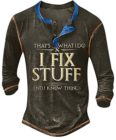 KONG JIMFAN T-Shirts Für Herren T Shirt Weiss Herren Top Herren T Shirt Tshirts Herren Business Hemd Herren Kragenstäbchen Hemd Cool Gummizug Wandern Blusentops Muskelshirts Herren,Brown,M