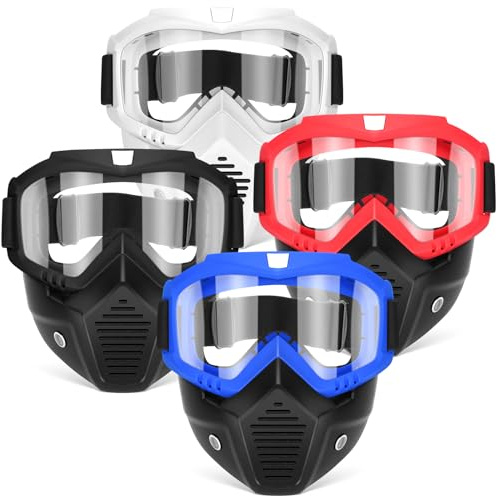 POKONBOY 4 Pack Detachable Masks, Tactical Mask with Goggles Compatible with Nerf Rival, Apollo, Zeus, Khaos, Atlas, & Artemis Blasters Rival Mask