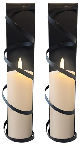 Lily's Home Metal Spiral Wall Candle Sconces Set of 2. Elegant Wall Decorations for Living Room, Bedroom, Hallways and Farmhouse - Perfect for Fireplace Mantel Decoration. for 3 Dia Pillar Candles