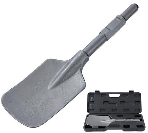 TOPWAY Clay Spade Shovel for Breaker PH65 95A Demolition Hammer Jack Hammer 1-1/8 Hex Shank Clay Spade Chisel 440 x 136mm with Plastic Case 121153