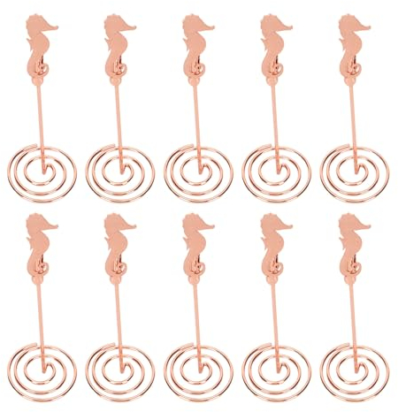 Cyrank Tischkartenhalter, 10 Stück, Tischnummernhalter, Tischbildhalter, Fotohalter, Clip, Roségold, Tischkartenhalter, Dekorativer Metall-Tischnummernständer Für Hochzeitsbankett, Ausstellung