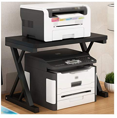 SLMSMSH Druckerständer Drucker-Regal-Desktop-Drucker-Stand-Edelstahl-Rahmen, Bürofaxmaschine Scanner-Halterung-Studienraum-Buch-Speicher-Rack (schwarz) Multifunktionsständer(Color:Schwarz)