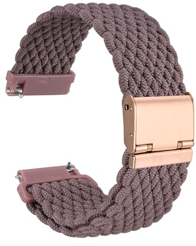 WOCCI 20mm Gewebtes Nylon Uhrenarmband für Damen und Herren, Schnellverschluss, Verstellbare Rosegold Schnalle (Woodrose)