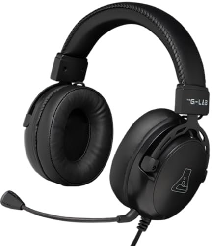 The G-Lab - Korp Titanium - Casque Gaming PS5/PS4/ PC/Xbox Casque Gamer Filaire, Jack 3.5 mm, Son Stéréo Haute qualité - avec Télécommande - Microphone détacheable - New