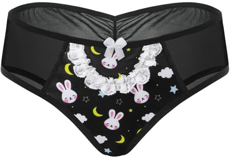 LittleForBig Unisex Hipster Briefs Snuggle Bunny Pattern Mesh Shaping Tucking Gaff Briefs for Sissies Crossdressers Transgender Individuals Black XL