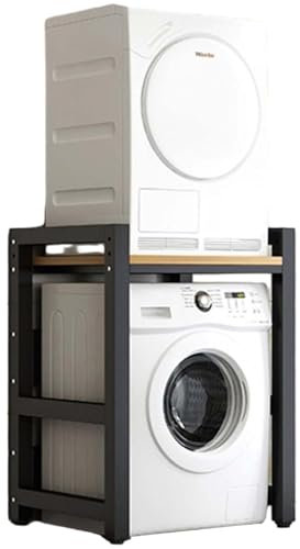 TRTDYFKH Dryer Stand, Storage Rack Over Washing Machine Storage Unit, Portable Stacking Kit For Home Garden Front Loader Washing Machine Tumble Dryer(Black)