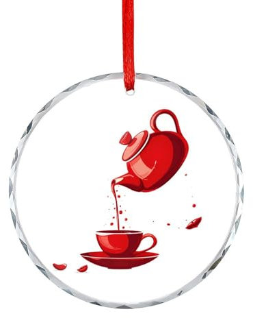 Cool Teapot And Cup Tea Christmas Ornament Xmas Crystal Glass Hanging Decorations for Christmas Tree Home Party