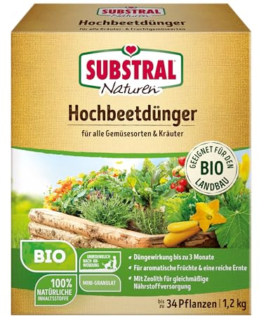 Substral Naturen Hochbeetdünger 1,2kg Gemüse & Kräuter Zeolith 3 Monate | Schonende Wirkung bis zu 3 Monate | Mit Zeolith als Wasser- und Nährstoffspeicher | Für Gemüse und Kräuter im Hochbeet