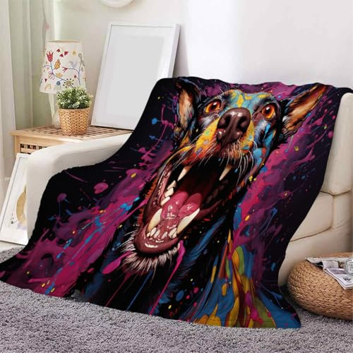 YZQGLHP Decke Abstrakt Kuscheldecke Hund Decken Tier Ueberwurfdecke 100x130 cm Flauschig Flanell Wohndecke als Sofadecke Reisedecke Ganzjahresdecke