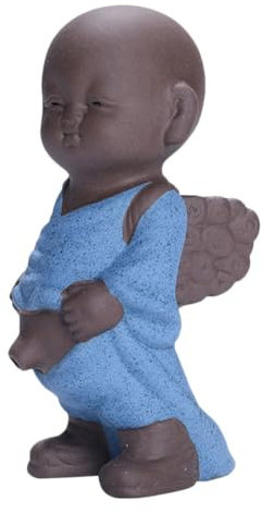IMIKEYA Kleiner Mönch Buddha Figur Statue Tischdeko Mönchsstatue Mönchsfigur Violetter Tonmönch Für Teezeremonie Meditationsraum Zuhause Büro Ornament Dekoration
