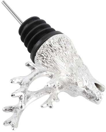 PRETYZOOM Silberner Hirschkopf Wein Ausgießer Mit Silikon Stopper Weinbelüfter Und Verschluss Langlebiger Zinklegierung Ausgießer Passend Für Fast Alle Wein Spirituosenflaschen Party-accesso